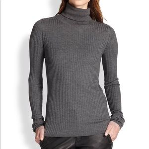 Vince Grey Ribbed Cashmere Blend Turtleneck